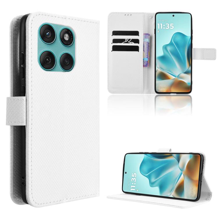 

For Motorola Edge 60 Fusion Diamond Texture Leather Phone Case(White)