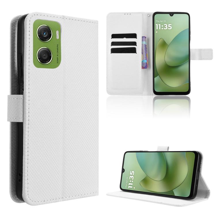 

For Motorola Moto G06 / G06 Power Diamond Texture Leather Phone Case(White)