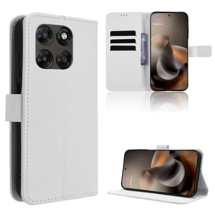 For Motorola Moto G Max / G87 / G67 / G77 5G Diamond Texture Leather Phone Case(White)