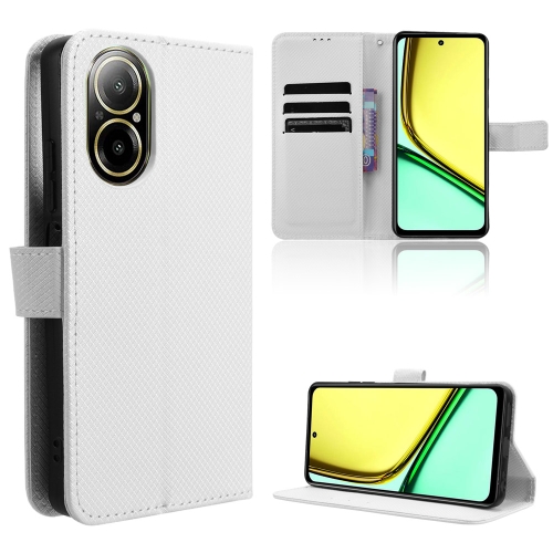 

For Realme 12 Lite 4G Diamond Texture Leather Phone Case(White)