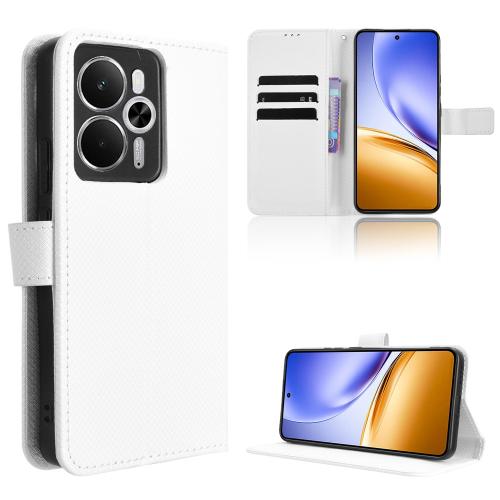 

For Realme 14 5G Diamond Texture Leather Phone Case(White)