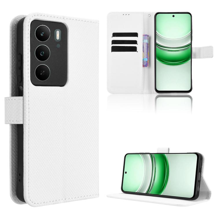 

For Realme C71 4G Diamond Texture Leather Phone Case(White)