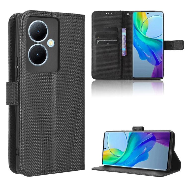 

For vivo Y78 Plus Diamond Texture Leather Phone Case(Black)