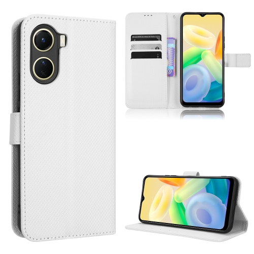 

For vivo Y16 / iQOO Z7i Diamond Texture Leather Phone Case(White)