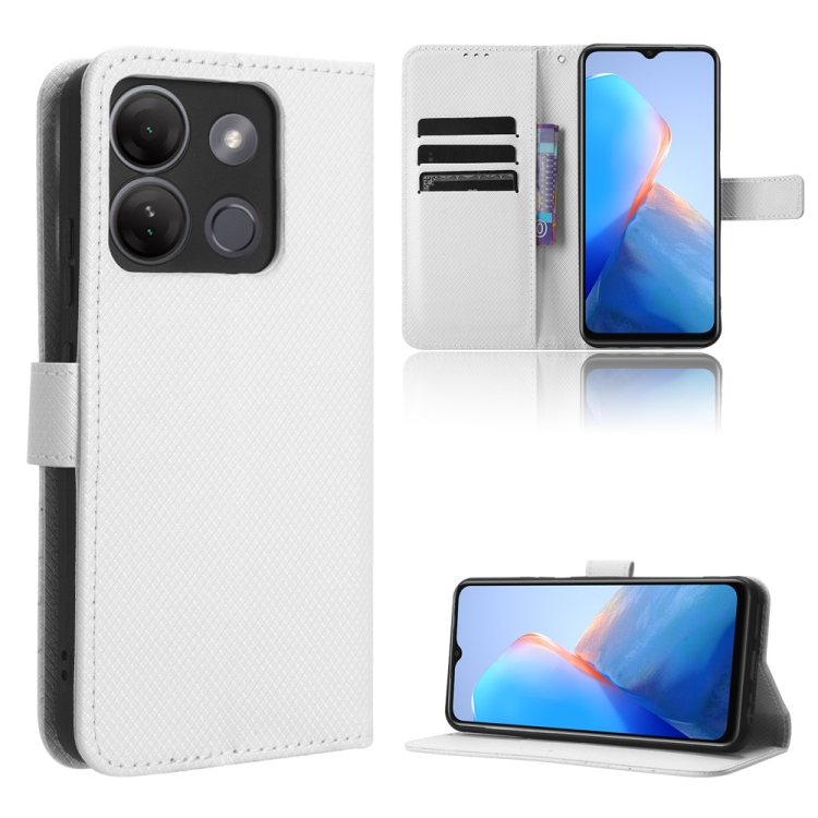 

For Infinix Smart 7 HD X6516 Diamond Texture Leather Phone Case(White)