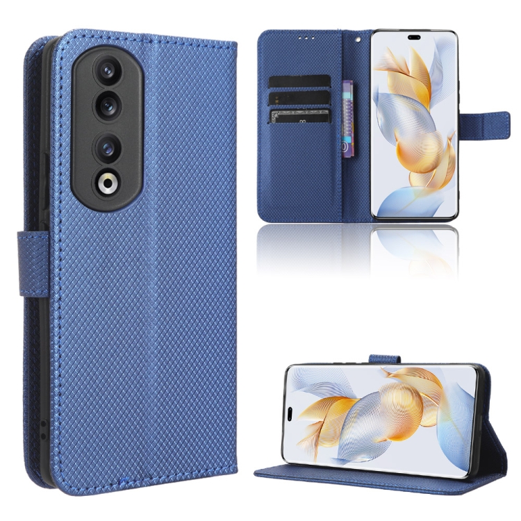 

For Honor 90 5G Diamond Texture Leather Phone Case(Blue)