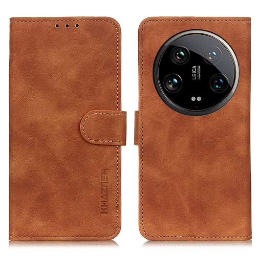 

For Xiaomi 14 Ultra KHAZNEH Retro Texture Flip Leather Phone Case(Brown)