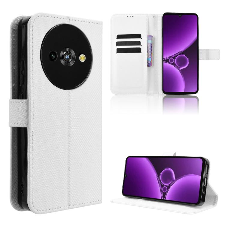 

For Oukitel C59 / C59 Pro Diamond Texture Leather Phone Case(White)