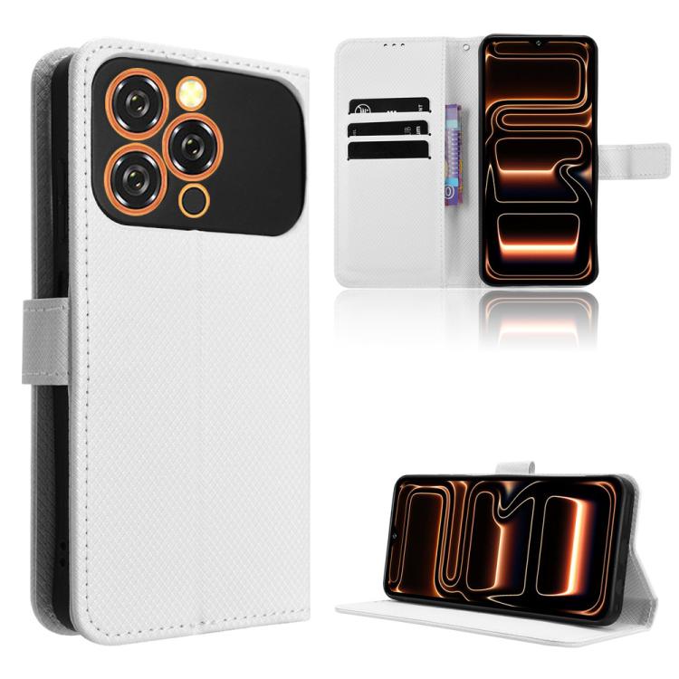 For Oukitel C17 4G 2026 Diamond Texture Leather Phone Case(White)