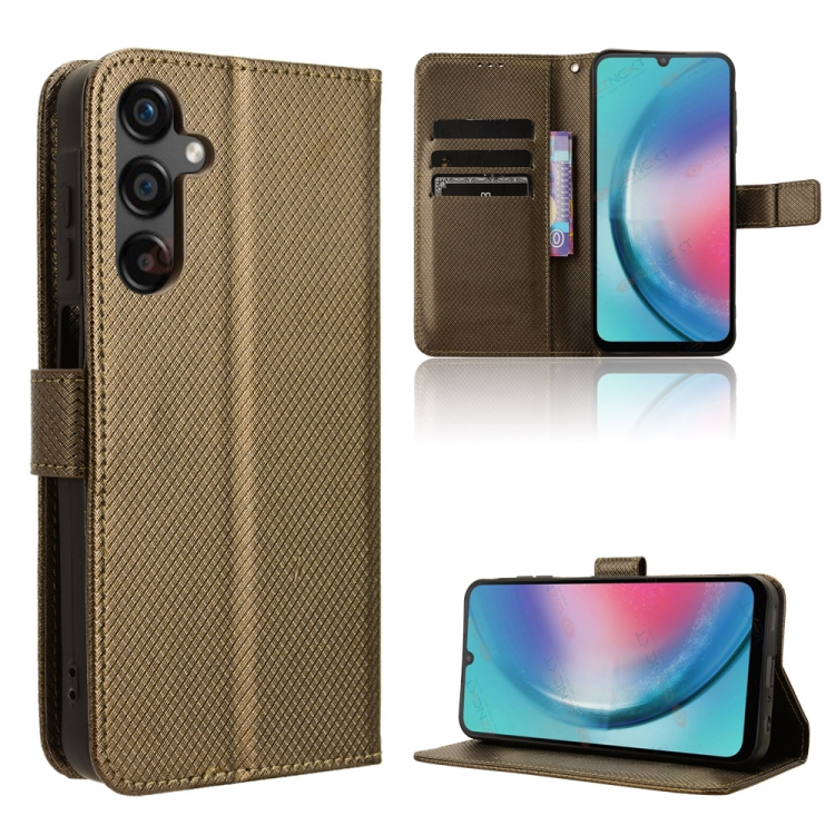 

For Samsung Galaxy A25 5G Diamond Texture Leather Phone Case(Brown)