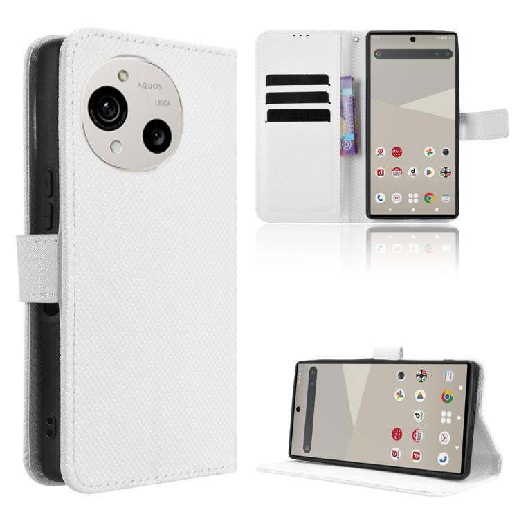 

For Sharp Aquos R10 Diamond Texture Leather Phone Case(White)