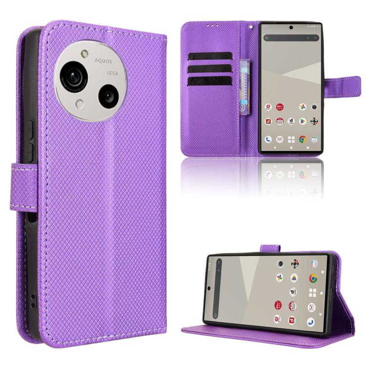Coque En Cuir Texturé Diamant Pour Sharp Aquos Wish4 - Housse De Protection