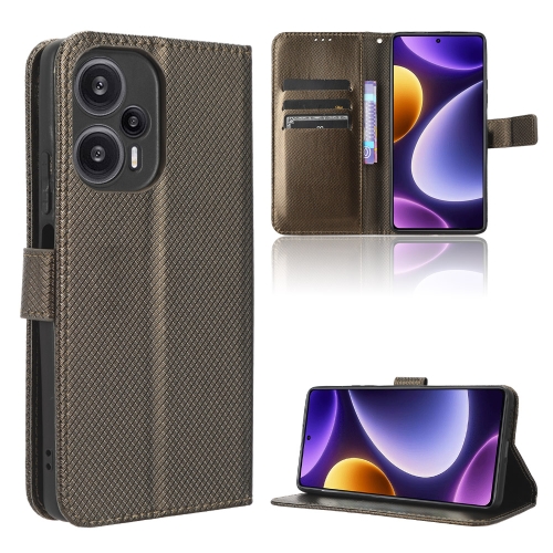 

For Xiaomi Poco F5 5G / Redmi Note12 Turbo 5G Diamond Texture Leather Phone Case(Brown)