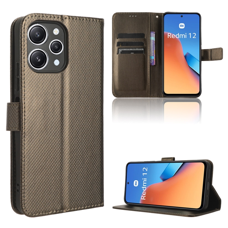 

For Xiaomi Redmi 12 4G Diamond Texture Leather Phone Case(Brown)