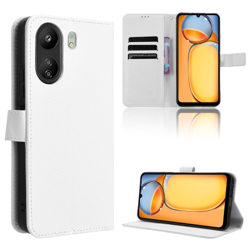 

For Xiaomi Redmi 13C 4G / Poco C65 4G Diamond Texture Leather Phone Case(White)
