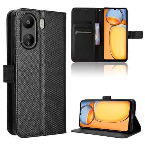 

For Xiaomi Redmi 13C 4G / Poco C65 4G Diamond Texture Leather Phone Case(Black)