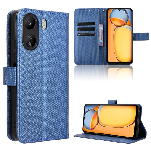 

For Xiaomi Redmi 13C 4G / Poco C65 4G Diamond Texture Leather Phone Case(Blue)