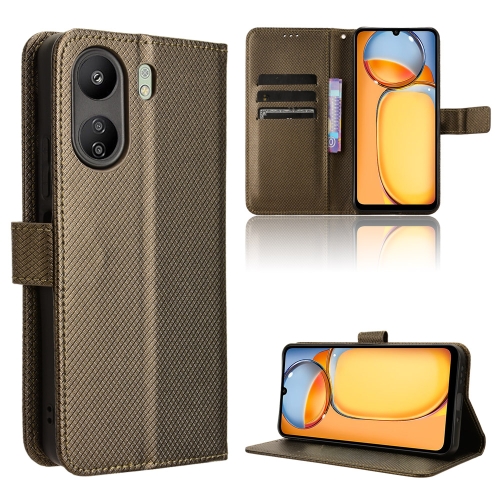 

For Xiaomi Redmi 13C 4G / Poco C65 4G Diamond Texture Leather Phone Case(Brown)