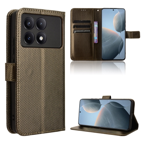

For Xiaomi Redmi K70E / Poco X6 Pro Diamond Texture Leather Phone Case(Brown)