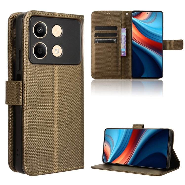 

For Xiaomi Redmi Note 13R Pro 5G Diamond Texture Leather Phone Case(Brown)