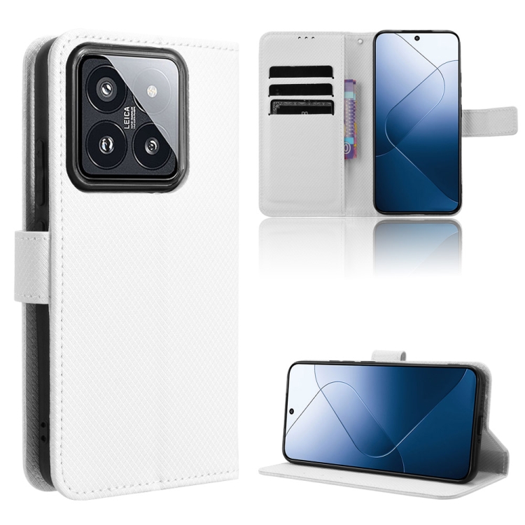 

For Xiaomi 14 Diamond Texture Leather Phone Case(White)