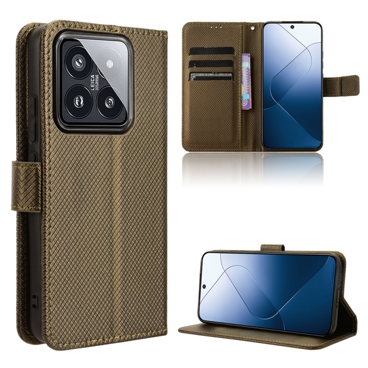 

For Xiaomi 14 Diamond Texture Leather Phone Case(Brown)