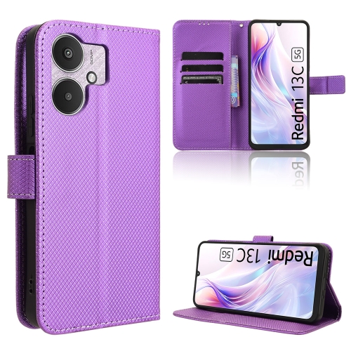 

For Xiaomi Redmi 13C 5G / 13R 5G Diamond Texture Leather Phone Case(Purple)