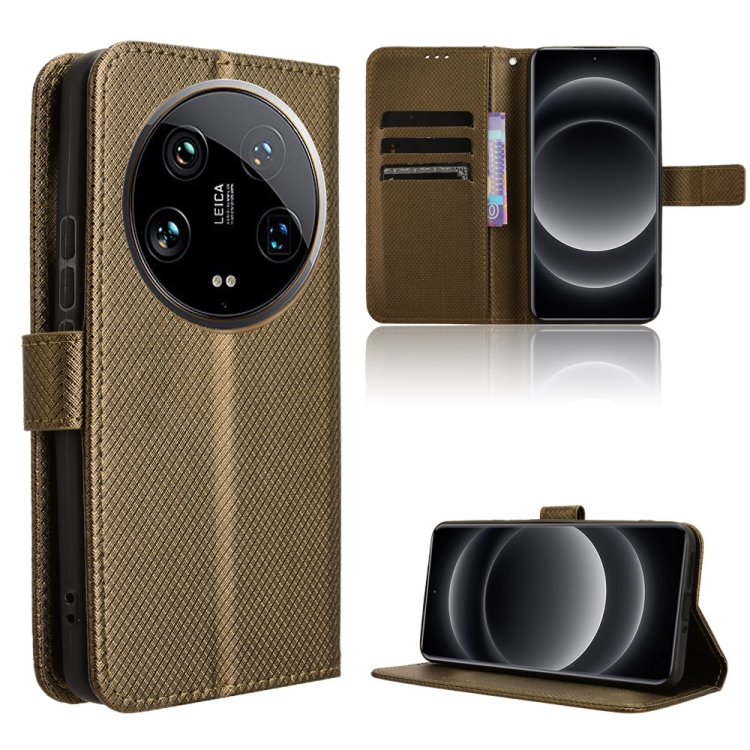 

For Xiaomi 14 Ultra Diamond Texture Leather Phone Case(Brown)