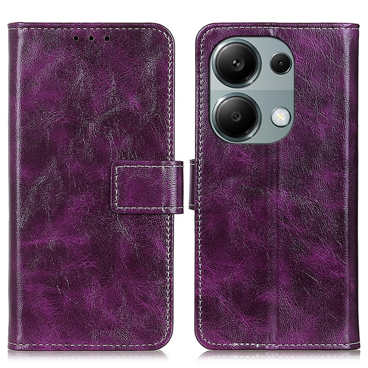 

For Xiaomi Redmi Note 13 4G Retro Crazy Horse Texture Leather Phone Case(Purple)