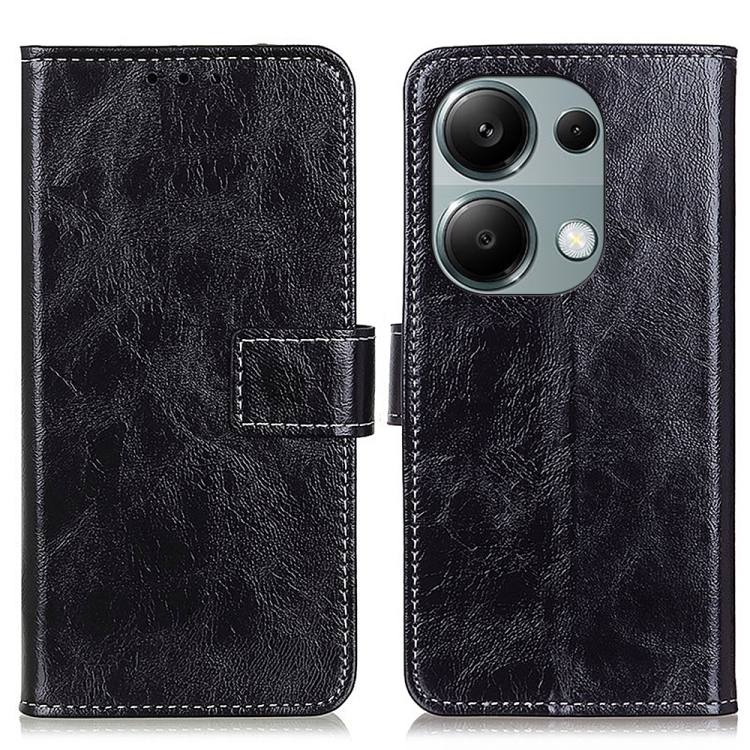 

For Xiaomi Redmi Note 13 4G Retro Crazy Horse Texture Leather Phone Case(Black)
