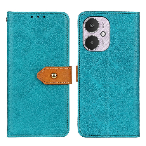 

For Xiaomi Redmi 13C European Floral Embossed Leather Phone Case(Blue)