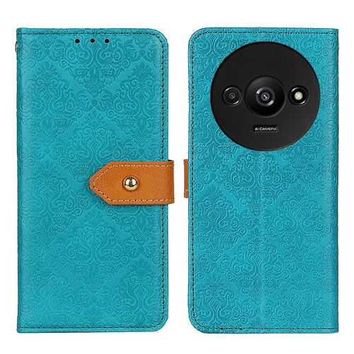 

For Xiaomi Redmi A3 European Floral Embossed Leather Phone Case(Blue)