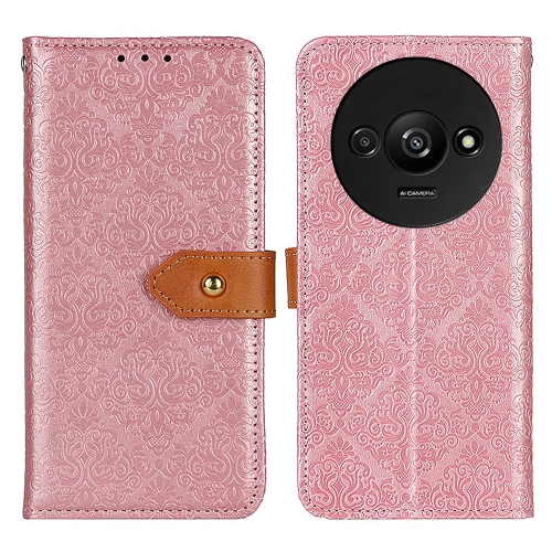 

For Xiaomi Redmi A3 European Floral Embossed Leather Phone Case(Pink)