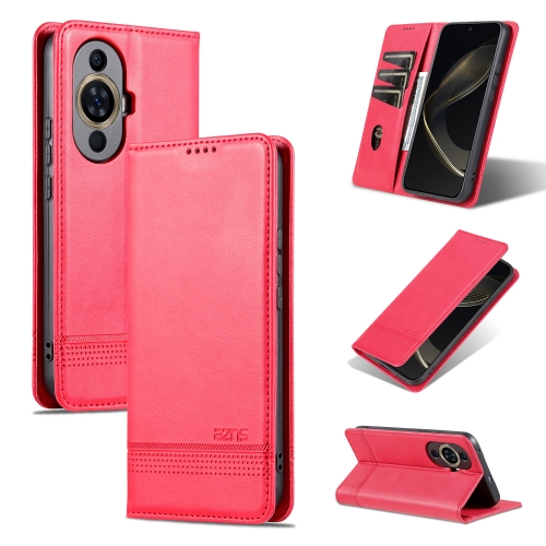 

For Huawei Nova 11 AZNS Magnetic Calf Texture Flip Leather Phone Case(Red)