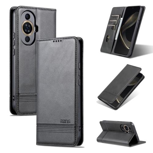 

For Huawei Nova 11 AZNS Magnetic Calf Texture Flip Leather Phone Case(Black)