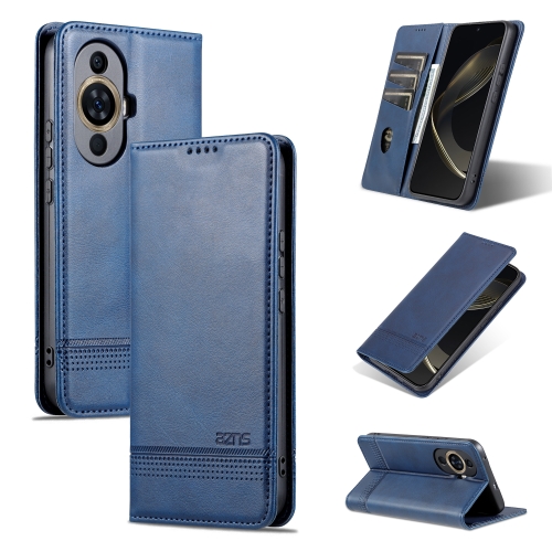 

For Huawei Nova 11 AZNS Magnetic Calf Texture Flip Leather Phone Case(Dark Blue)