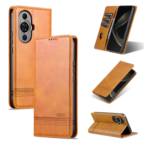 

For Huawei Nova 11 AZNS Magnetic Calf Texture Flip Leather Phone Case(Light Brown)