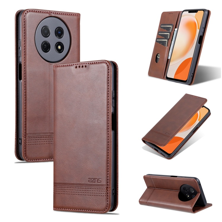 

For Huawei Enjoy 60X AZNS Magnetic Calf Texture Flip Leather Phone Case(Dark Brown)