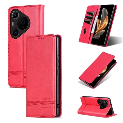 

For Huawei Pura 70 Pro / 70 Pro+ Fine Hole AZNS Magnetic Calf Texture Flip Leather Phone Case(Red)