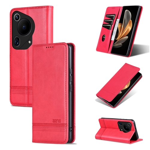 

For Huawei Pura 70 Ultra AZNS Magnetic Calf Texture Flip Leather Phone Case(Red)