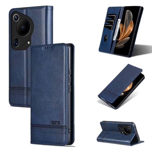 

For Huawei Pura 70 Ultra AZNS Magnetic Calf Texture Flip Leather Phone Case(Dark Blue)