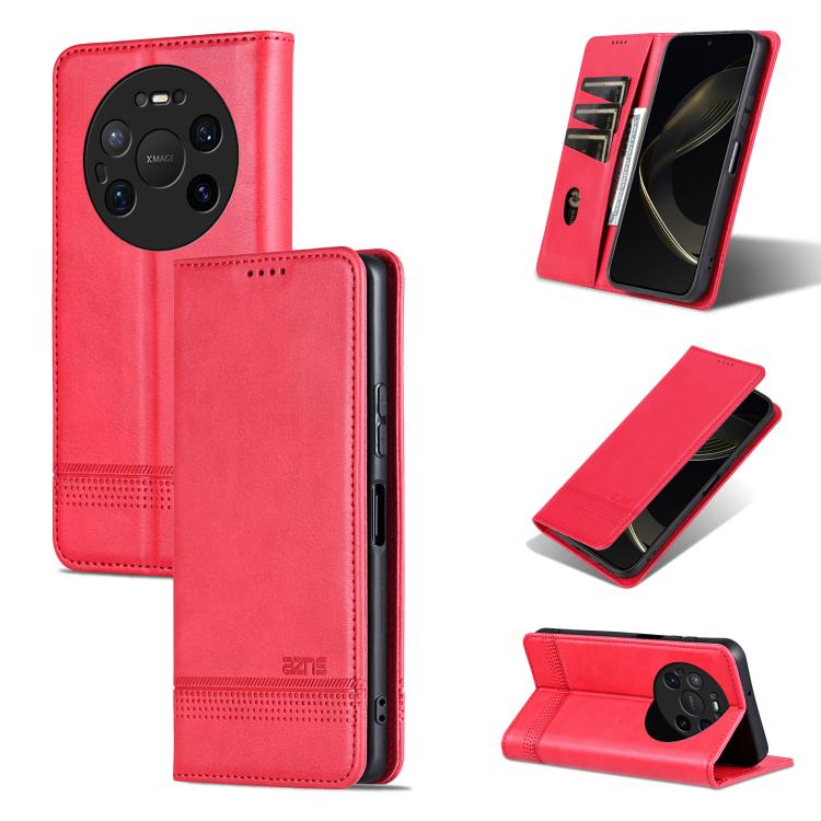

For Huawei Mate 80 Pro Max AZNS Magnetic Calf Texture Flip Leather Phone Case(Red)