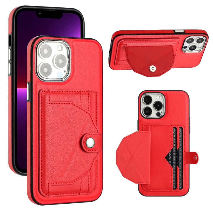 

For iPhone 14 Pro Max Shockproof Leather Phone Case with Card Holder(Red)