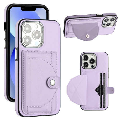 

For iPhone 13 Pro Shockproof Leather Phone Case with Card Holder(Purple)