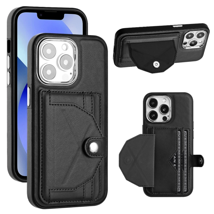 

For iPhone 13 Pro Shockproof Leather Phone Case with Card Holder(Black)