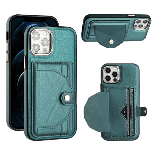 

For iPhone 12 / 12 Pro Shockproof Leather Phone Case with Card Holder(Green)