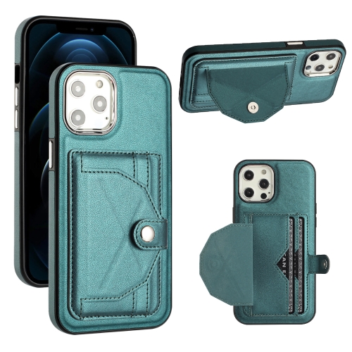 

For iPhone 12 Pro Max Shockproof Leather Phone Case with Card Holder(Green)