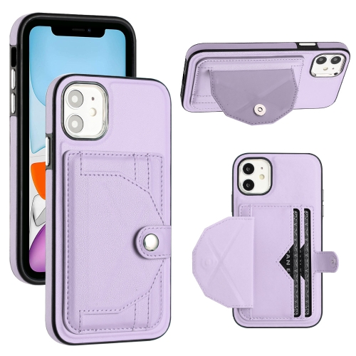 

For iPhone 11 Shockproof Leather Phone Case with Card Holder(Purple)