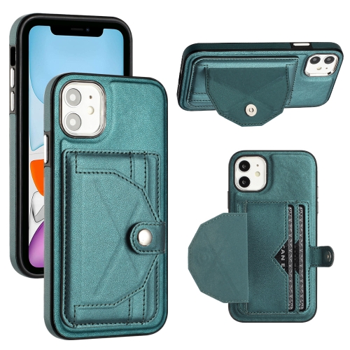 

For iPhone 11 Shockproof Leather Phone Case with Card Holder(Green)