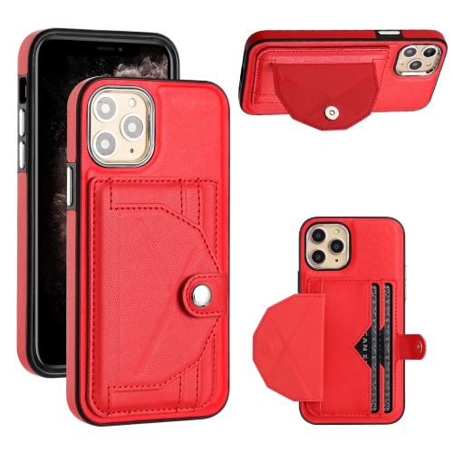 

For iPhone 11 Pro Shockproof Leather Phone Case with Card Holder(Red)